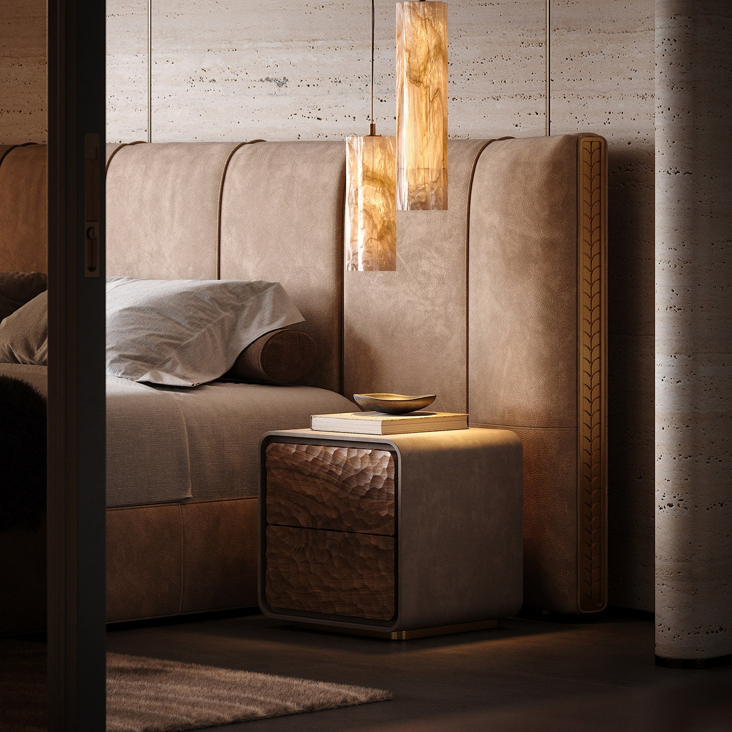 Textured Leather Nightstand