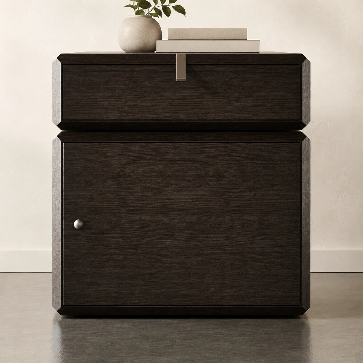 Rotatable Dark Wood Nightstand