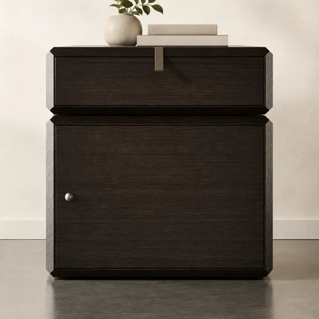 Rotatable Dark Wood Nightstand