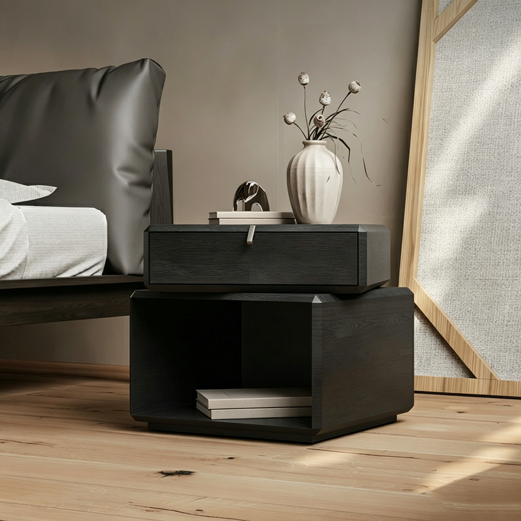 Black Rotating Nightstand