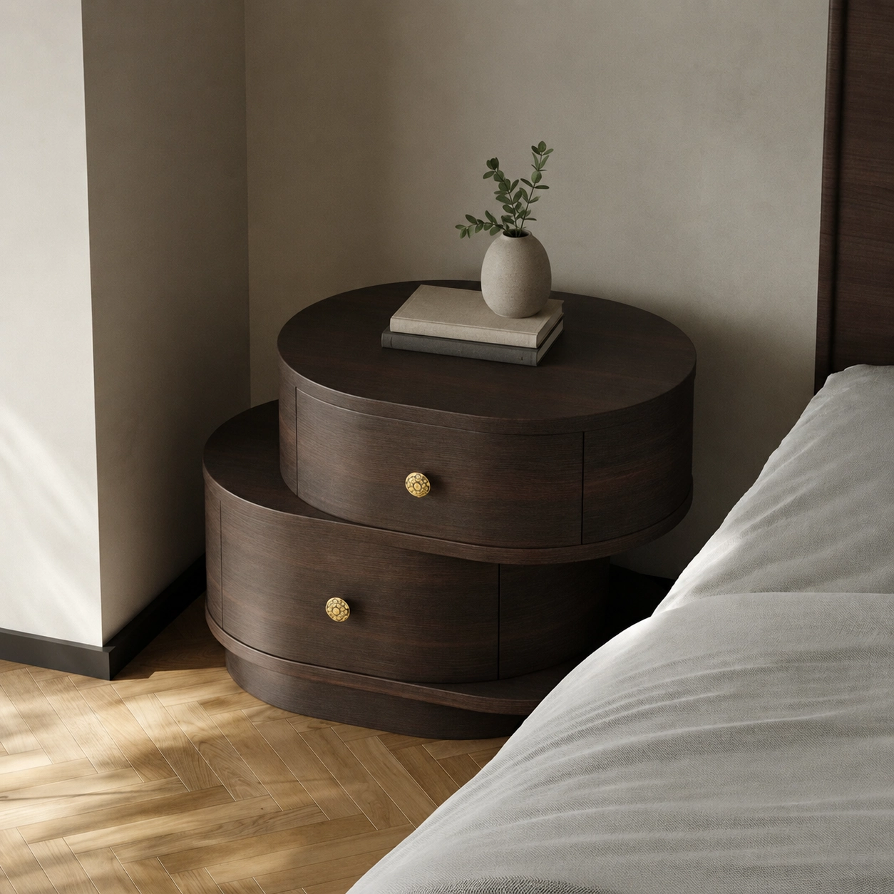 Dark Brown Vintage Nightstand