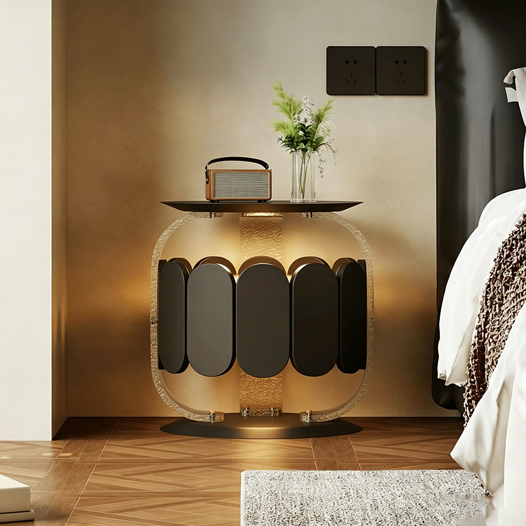 Floating Nightstand with Stone-Painted Top