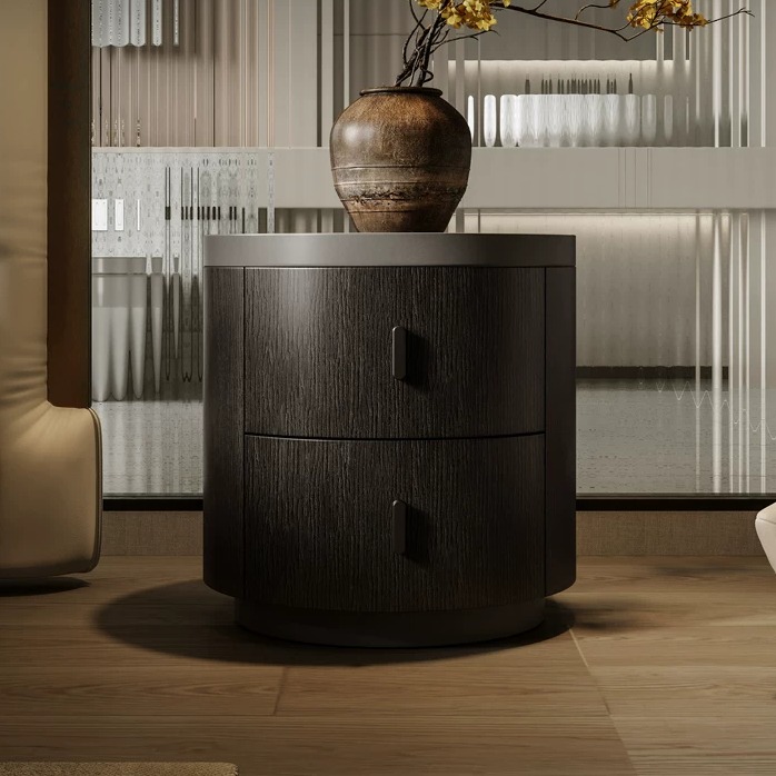 Black Cylindrical Nightstand