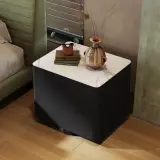 Black Wood Veneer Nightstand