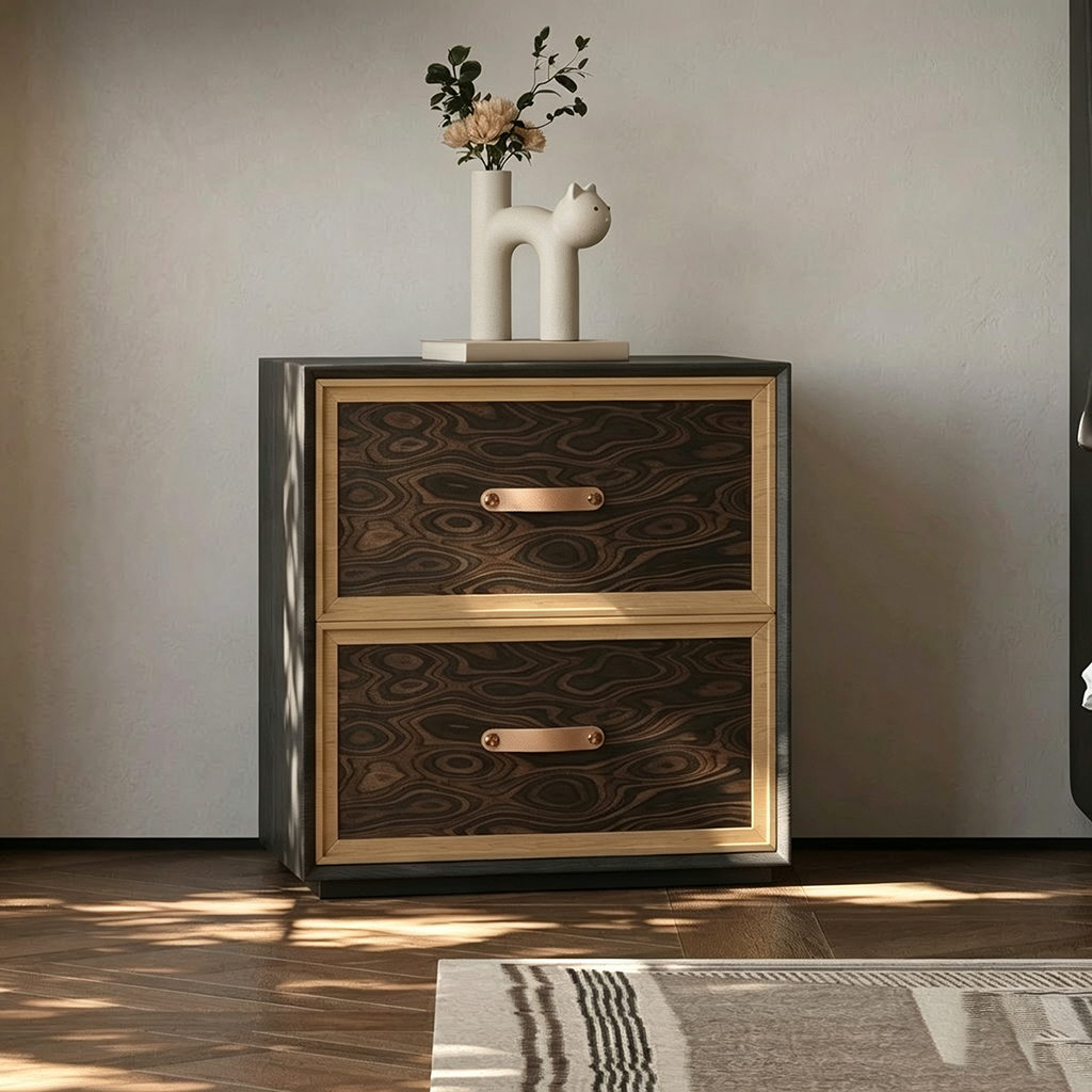 Black & Natural Wood Nightstand