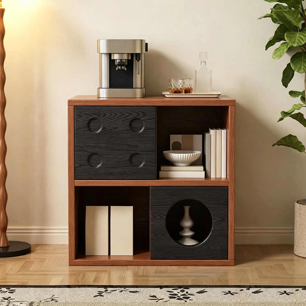 Walnut & Black Modular Nightstand