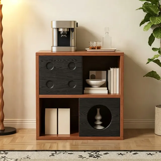 Walnut & Black Modular Nightstand