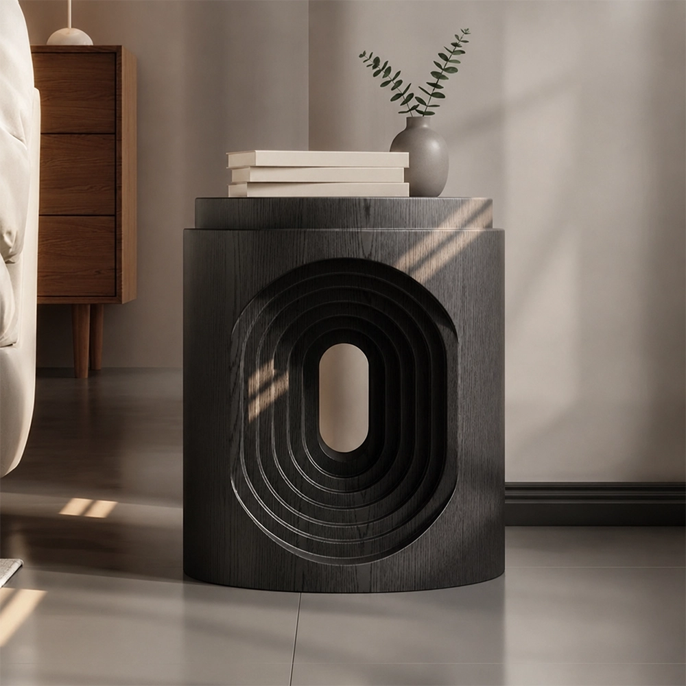 Black Round Wabi-sabi Nightstand
