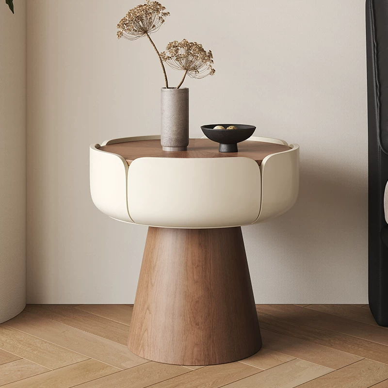 Vintage White & Walnut Nightstand