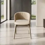 Upholstered Dining Chair with Wooden Legs