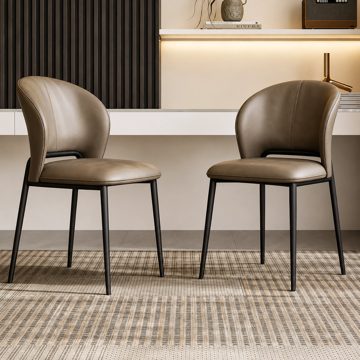 Upholstered Dining Chair with Leather Finish