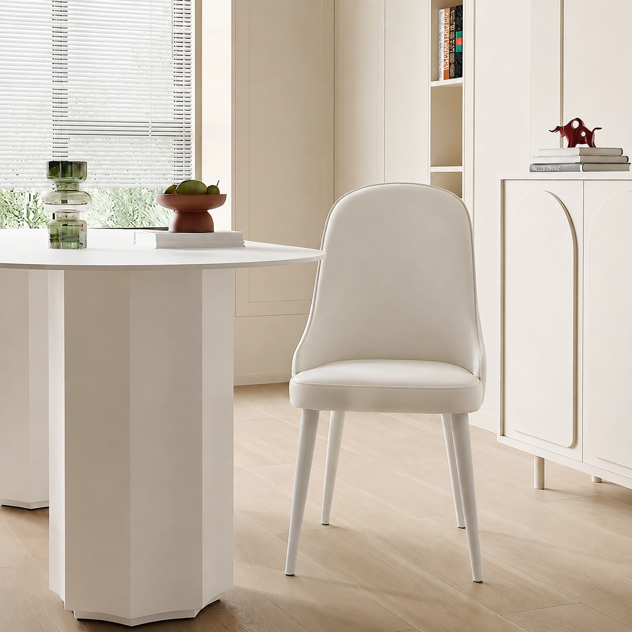 Creamy Upholstered Dining Chair