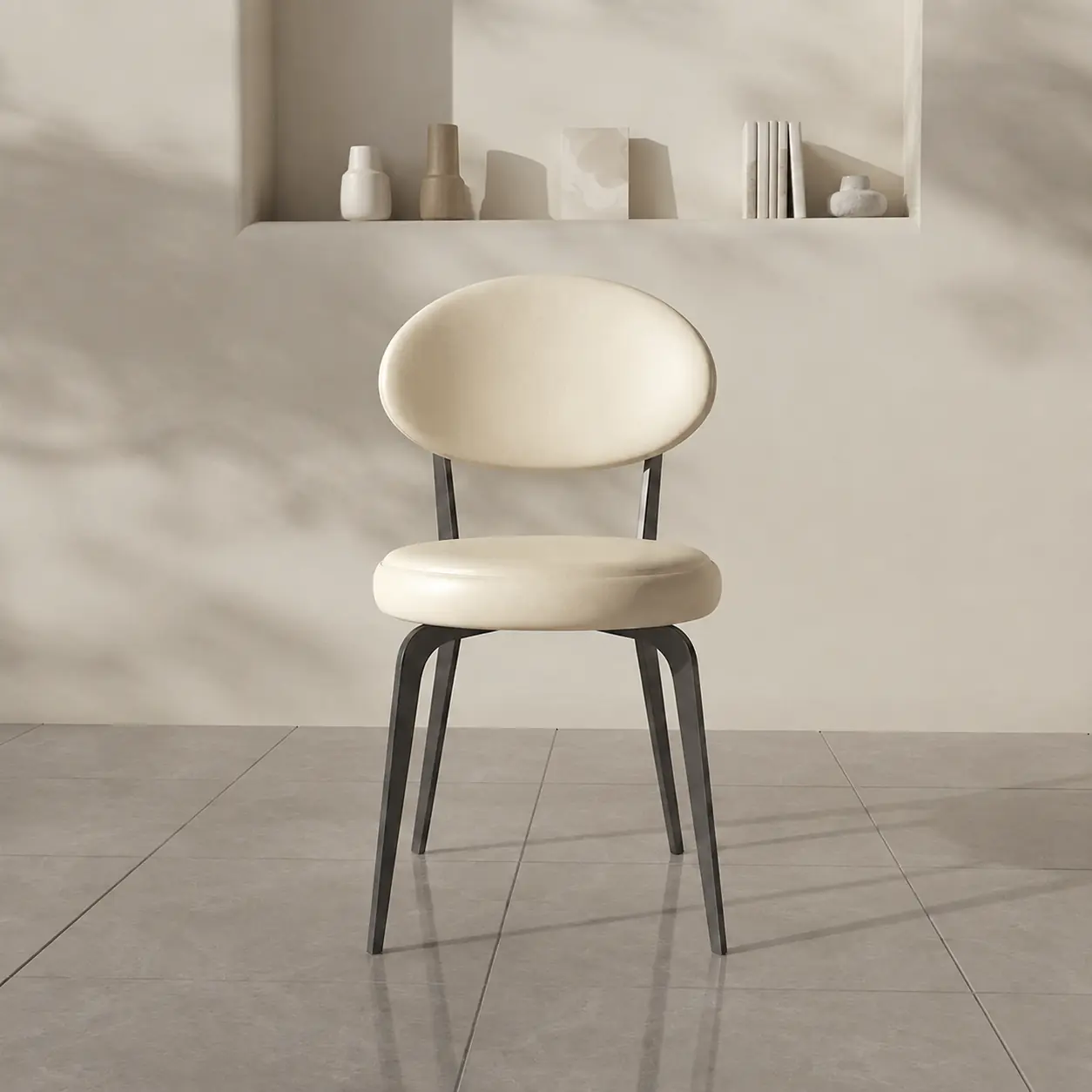 Curved Leather Dining Chair