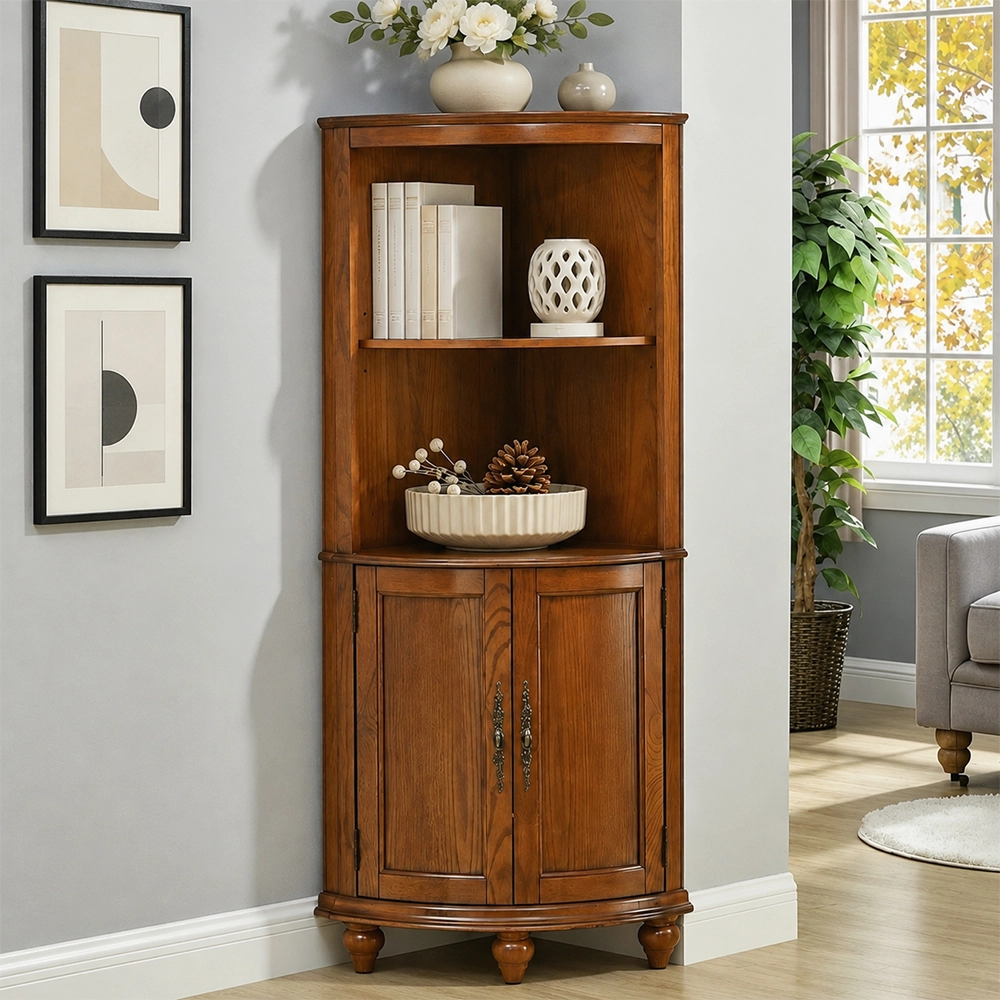 Vintage Walnut Corner Cabinet