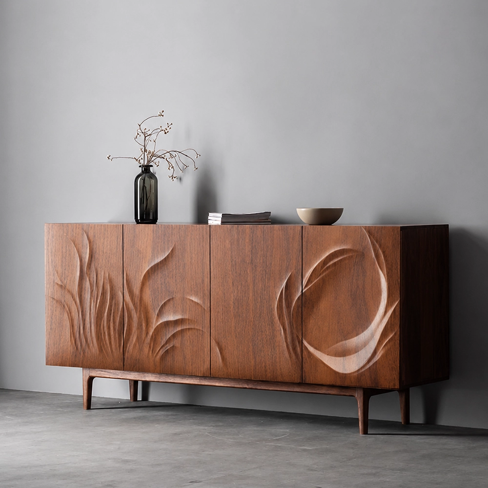 French Carved Solid Wood Sideboard