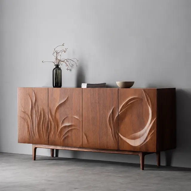 French Carved Solid Wood Sideboard