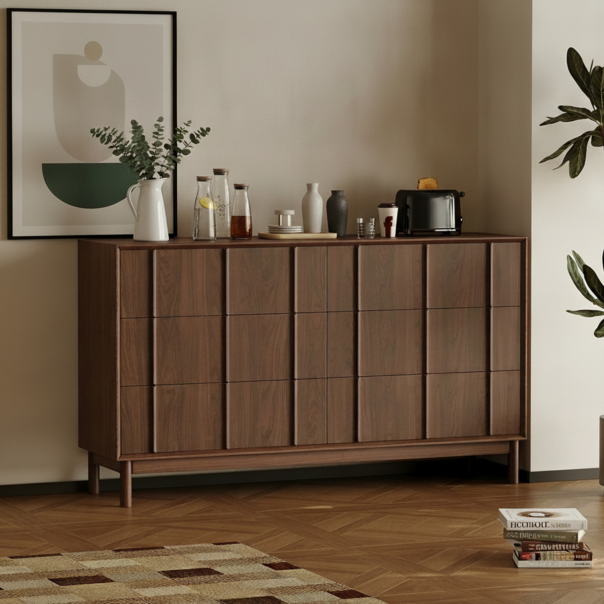 Mid-Century Solid Wood Sideboard