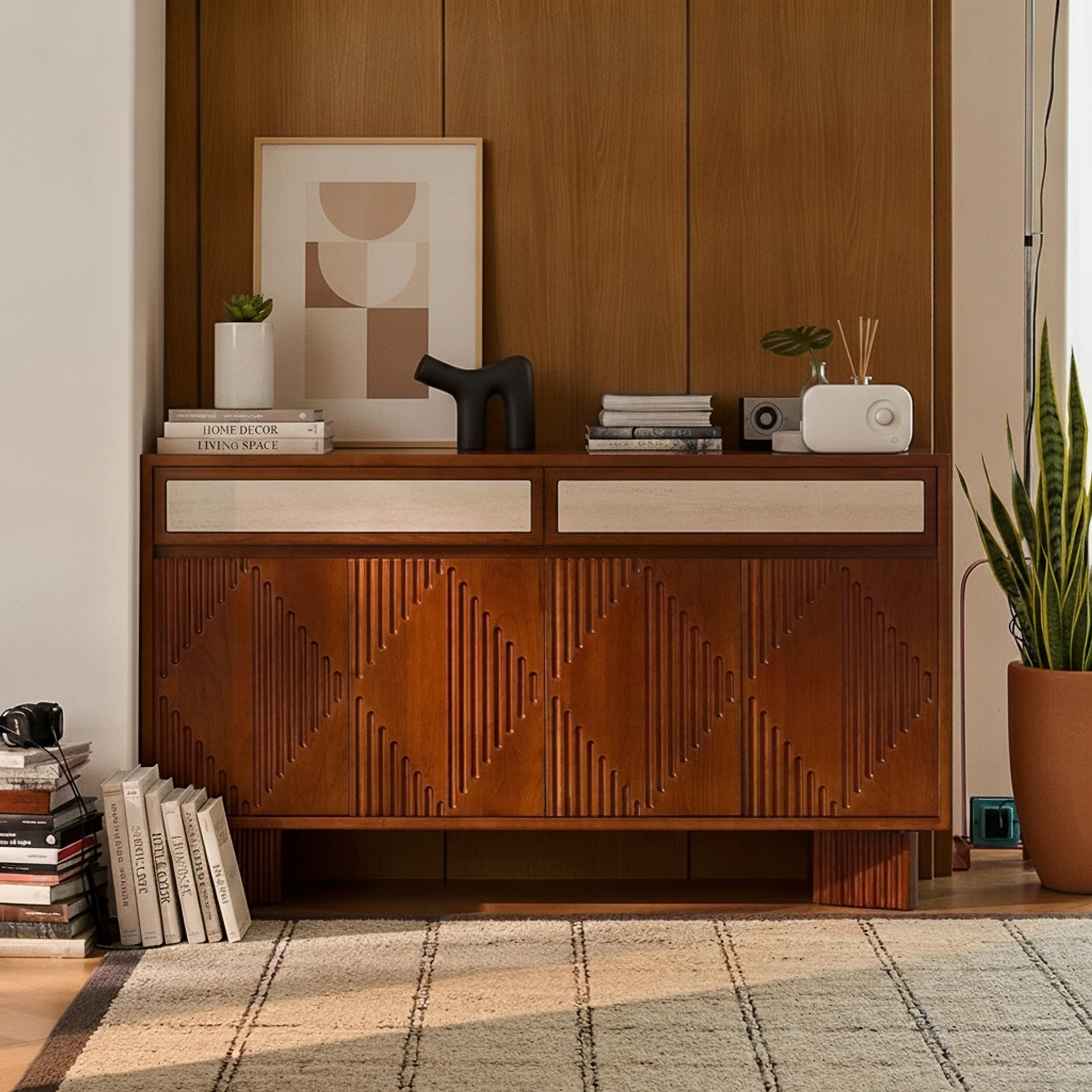 Mid-Century Solid Wood Sideboard