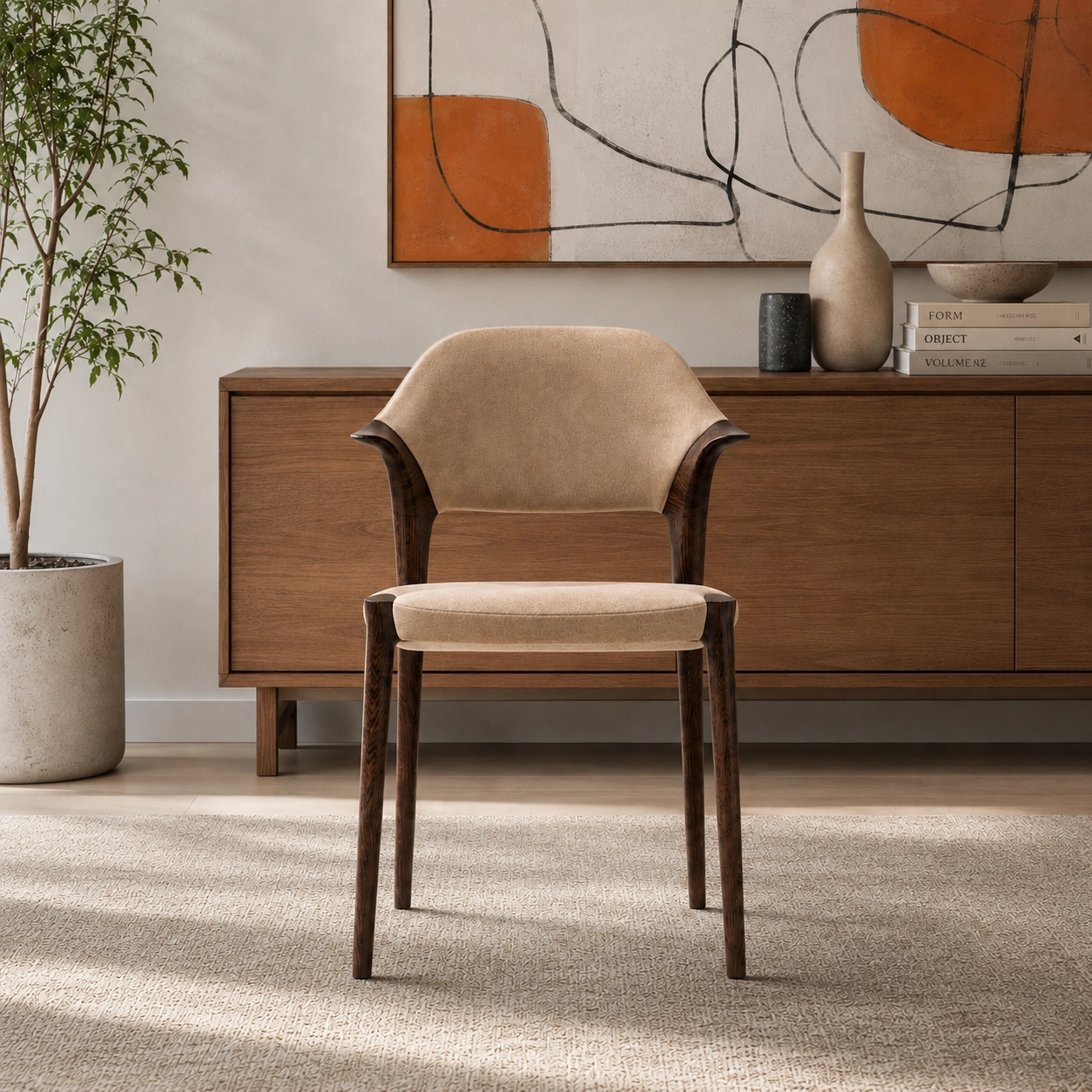 Modern Wood Upholstered Dining Chair