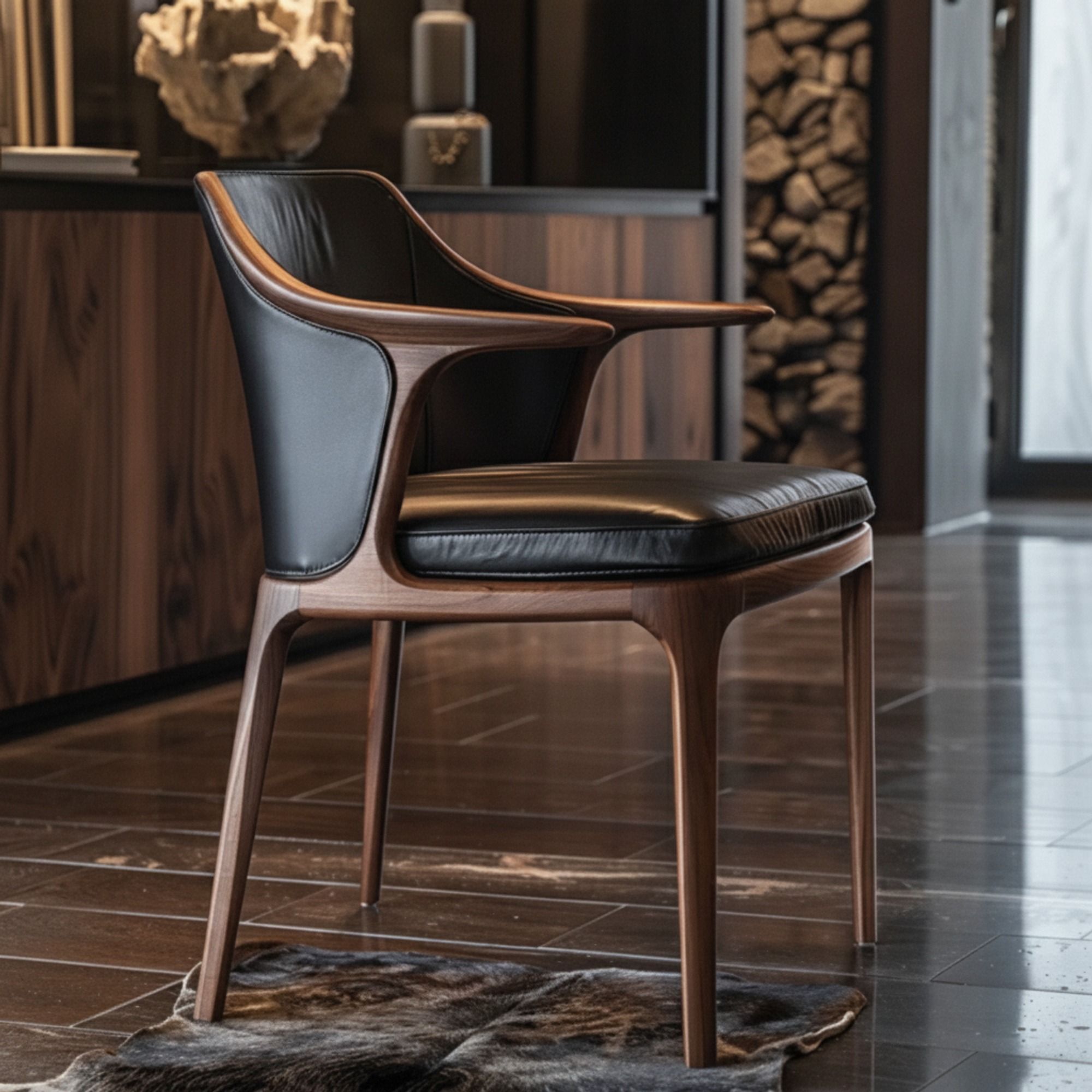 Walnut & Leather Dining Chair