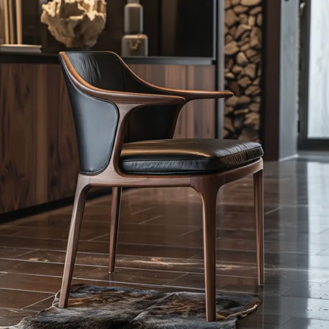 Walnut & Leather Dining Chair