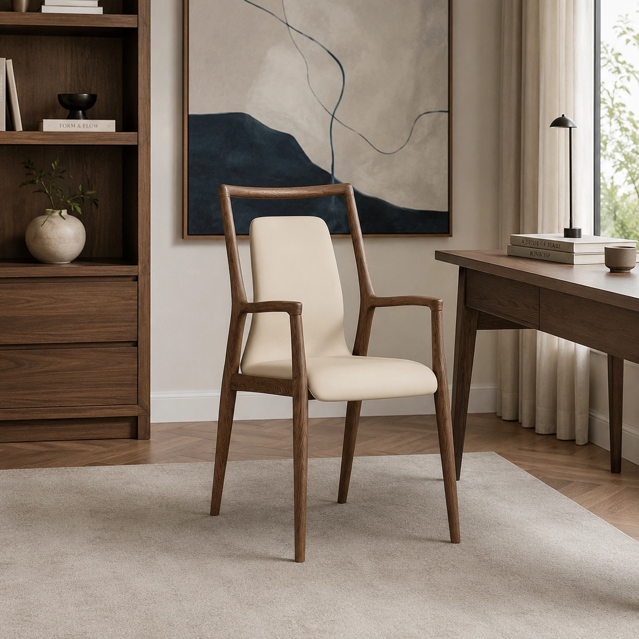 Upholstered Wooden Armchair