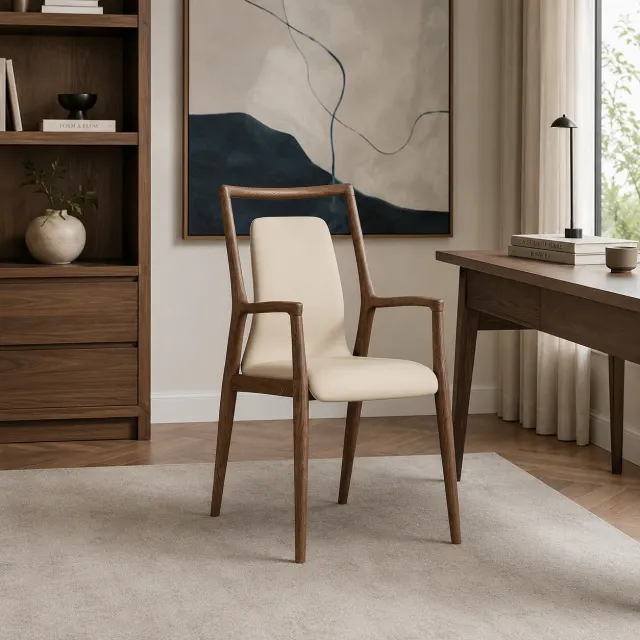 Upholstered Wooden Armchair