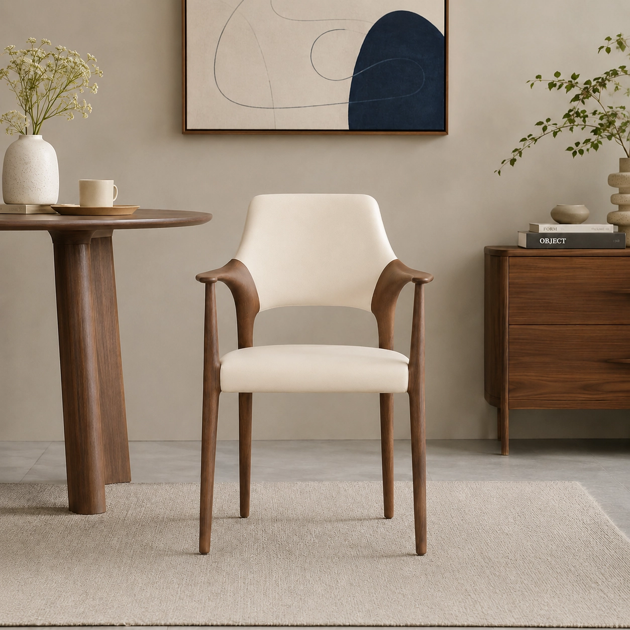 Solid Wood Upholstered Arm Chair