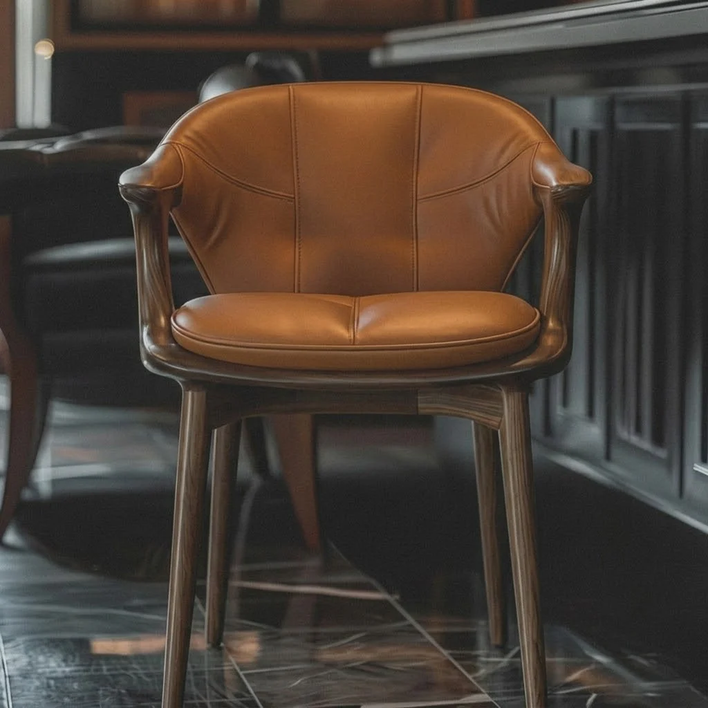 Vintage Wood & Leather Armchair