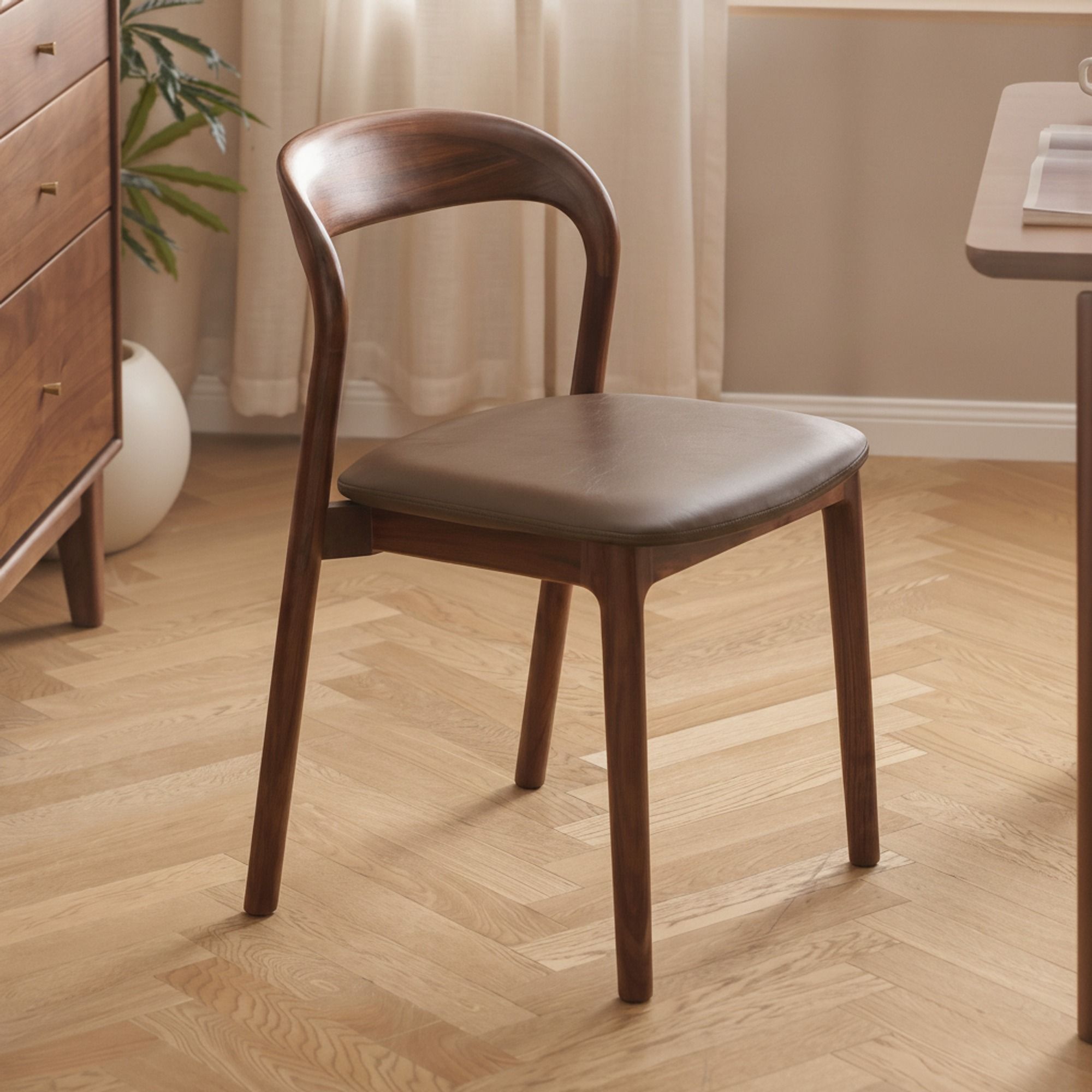 Rounded Back Upholstered Dining Chair