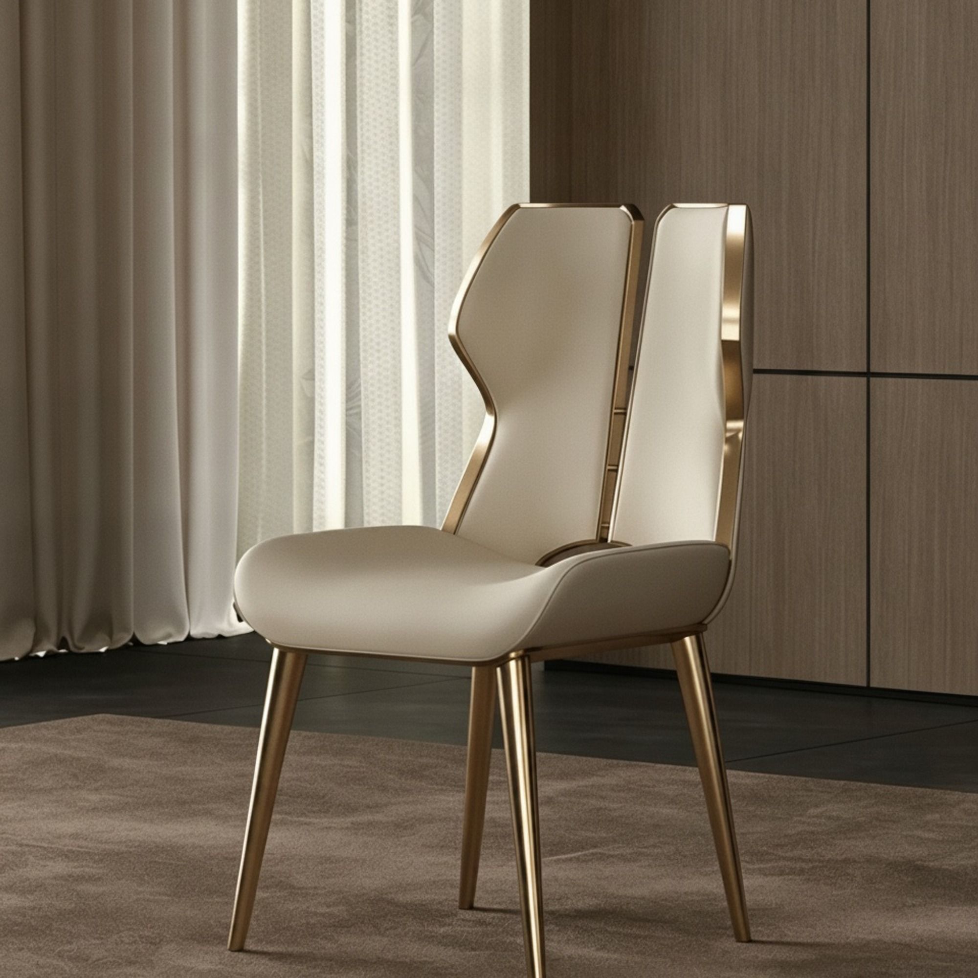 Openwork Leather Dining Chair