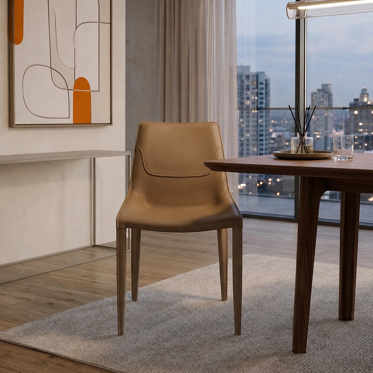 Armless Saddle Leather Dining Chair