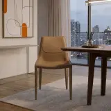 Armless Saddle Leather Dining Chair