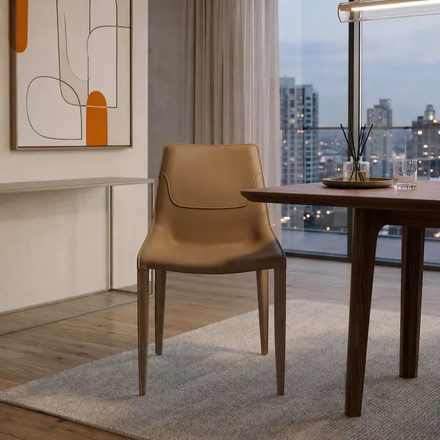 Armless Saddle Leather Dining Chair