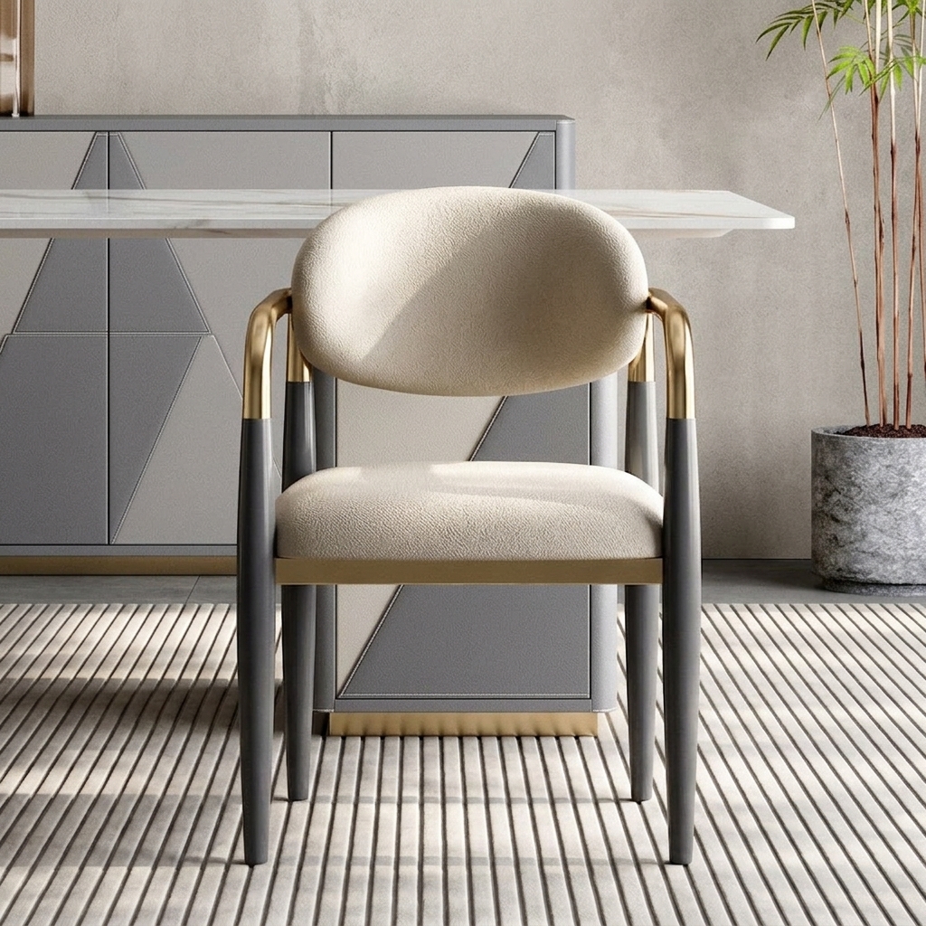 Leather Dining Chair with Armrests