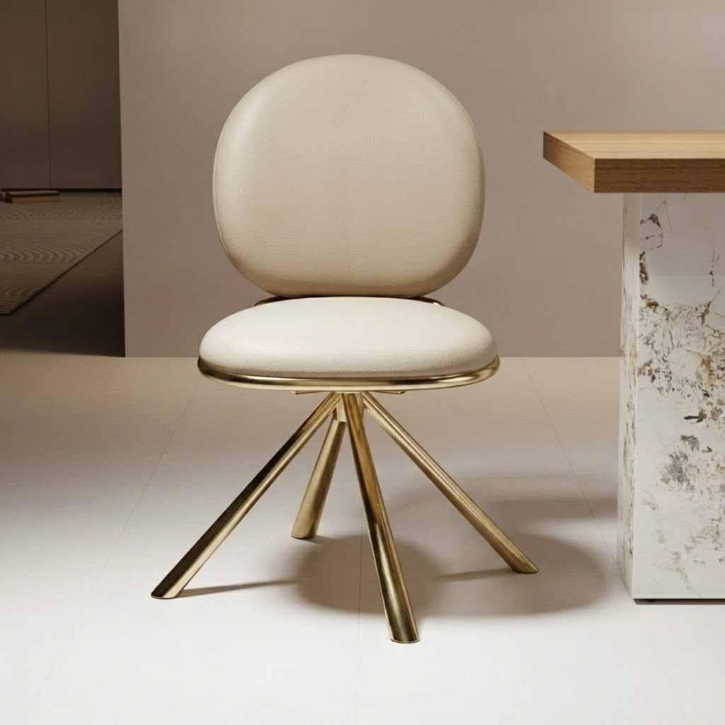 Leather & Stainless Steel Dining Chair