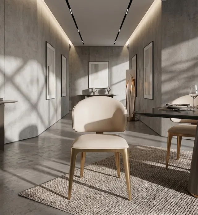 Sculptural Faux Leather Dining Chair