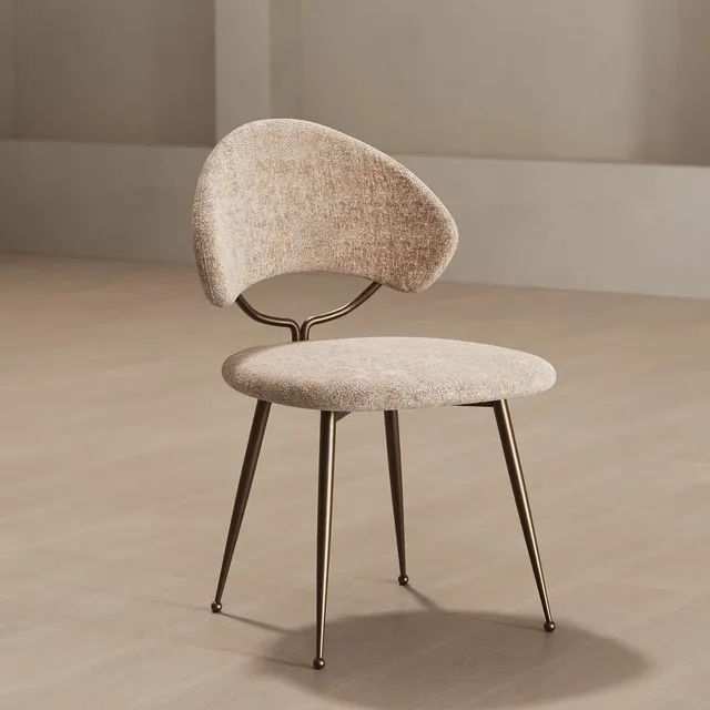 Upholstered Dining Chair with Metal Base