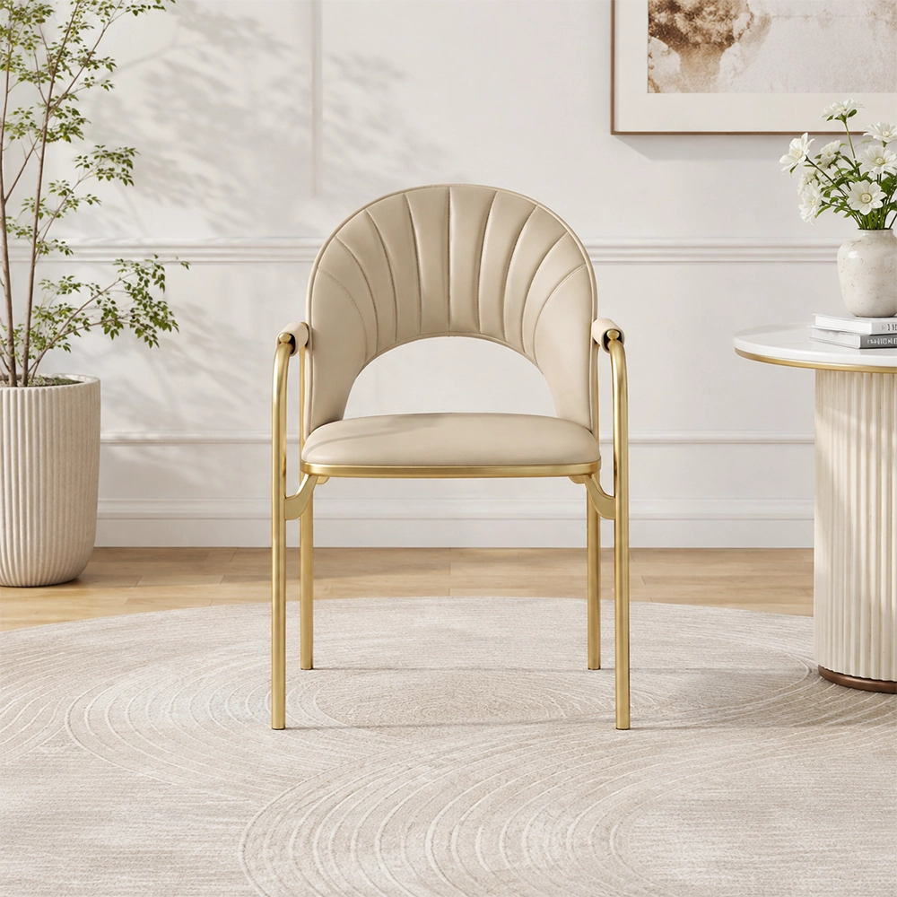 Leather Dining Chair with Metal Frame