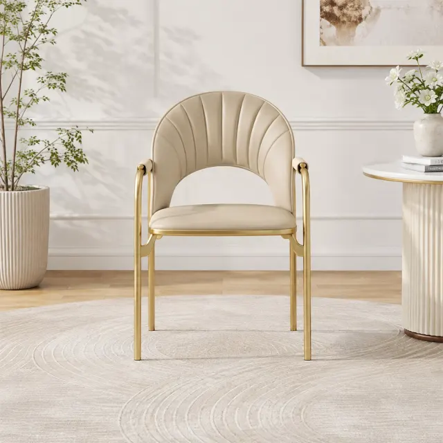 Leather Dining Chair with Metal Frame