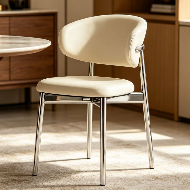 Upholstered Stainless Steel Dining Chair