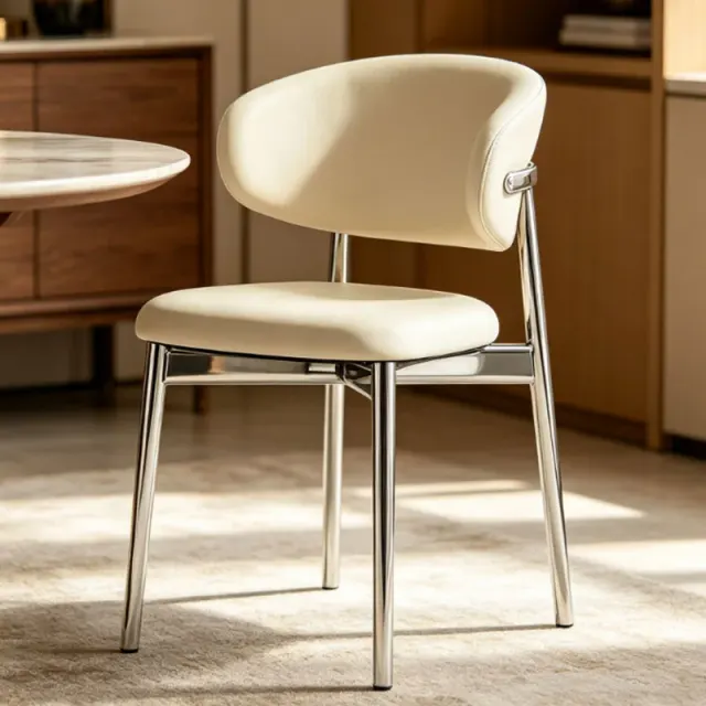 Upholstered Stainless Steel Dining Chair