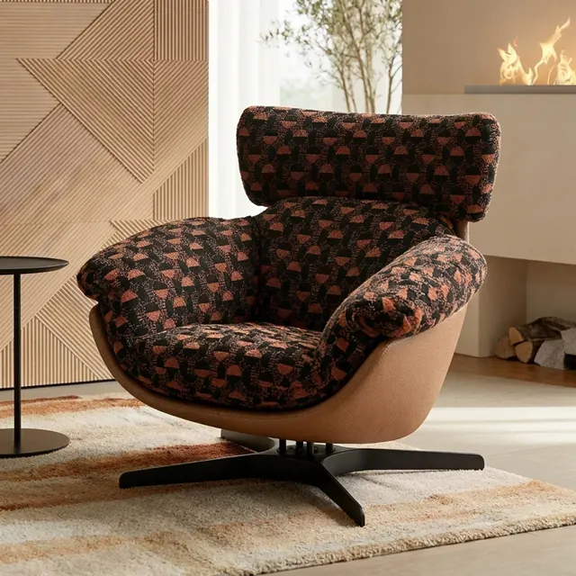 Jacquard Fabric Swivel Lounge Chair
