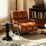 Mid-Century Leather Reclining Lounge Chair