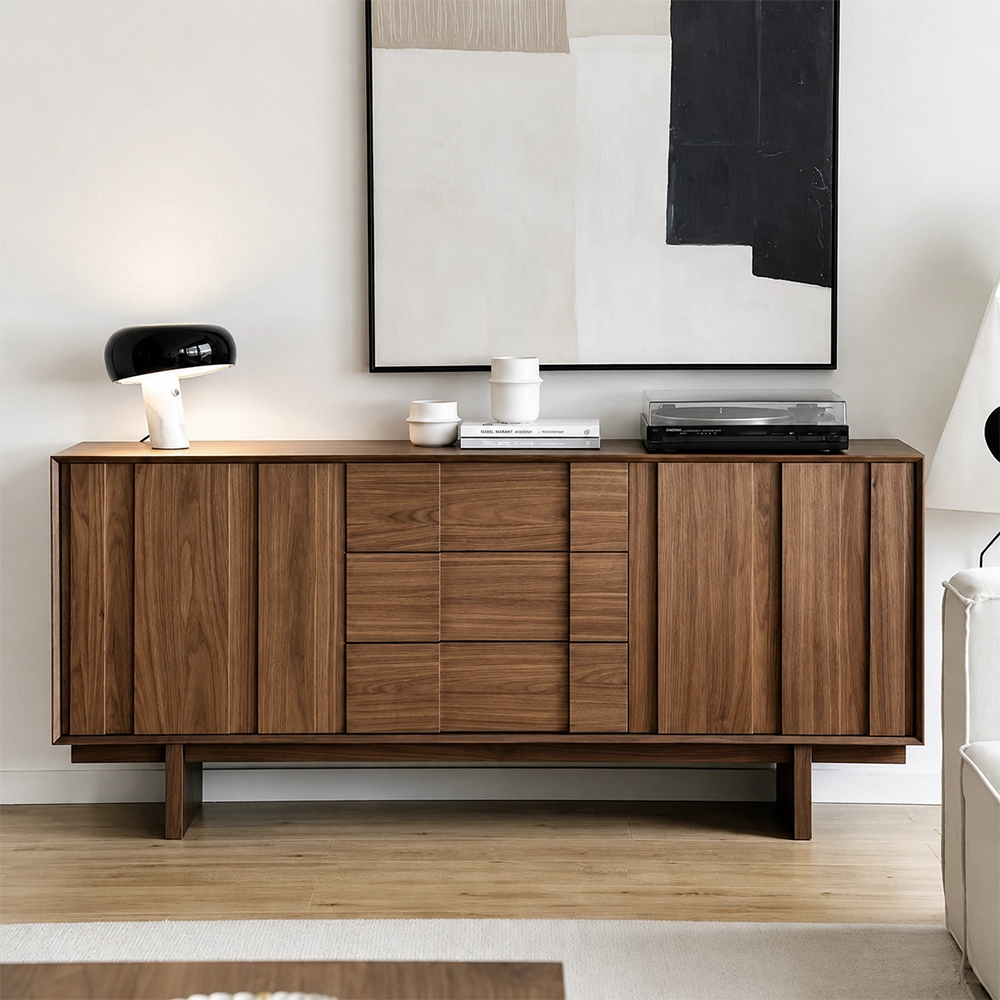 Mid-Century Solid Wood Storage Cabinet
