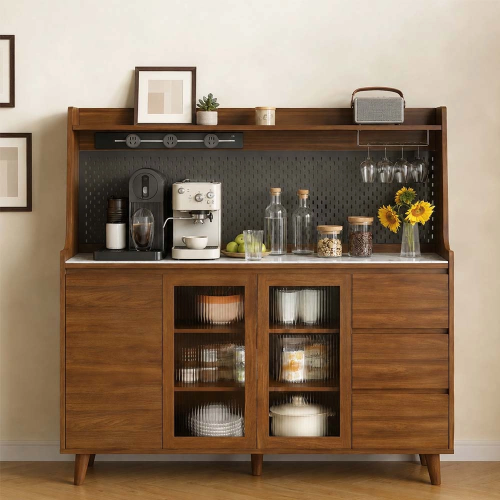 Mid-Century Walnut Wall Coffee Cabinet