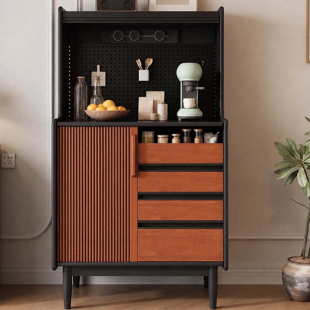 Solid Wood Pegboard Coffee Cabinet