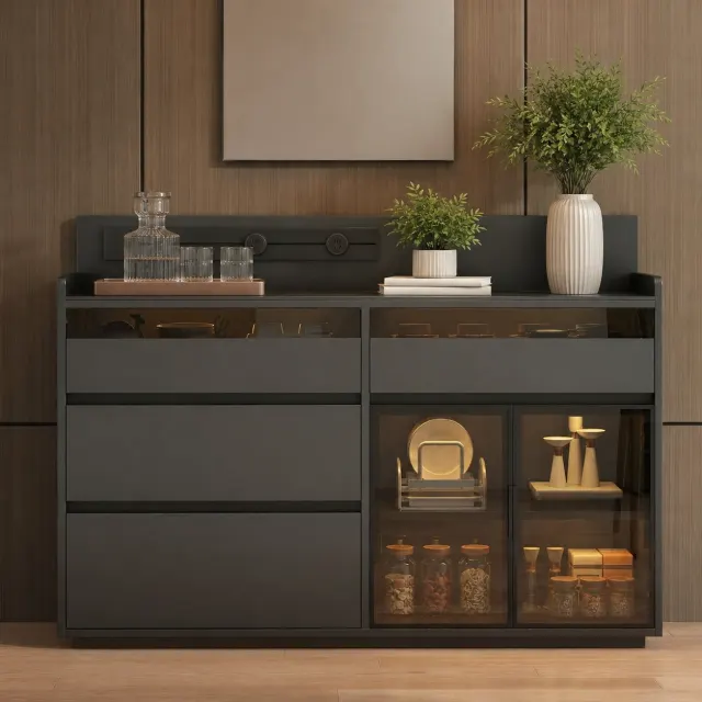 Floating Console with Glass Doors