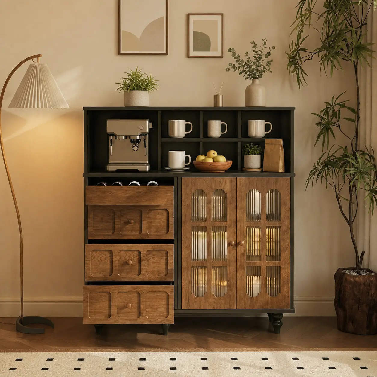 Mid-Century Solid Wood Sideboard