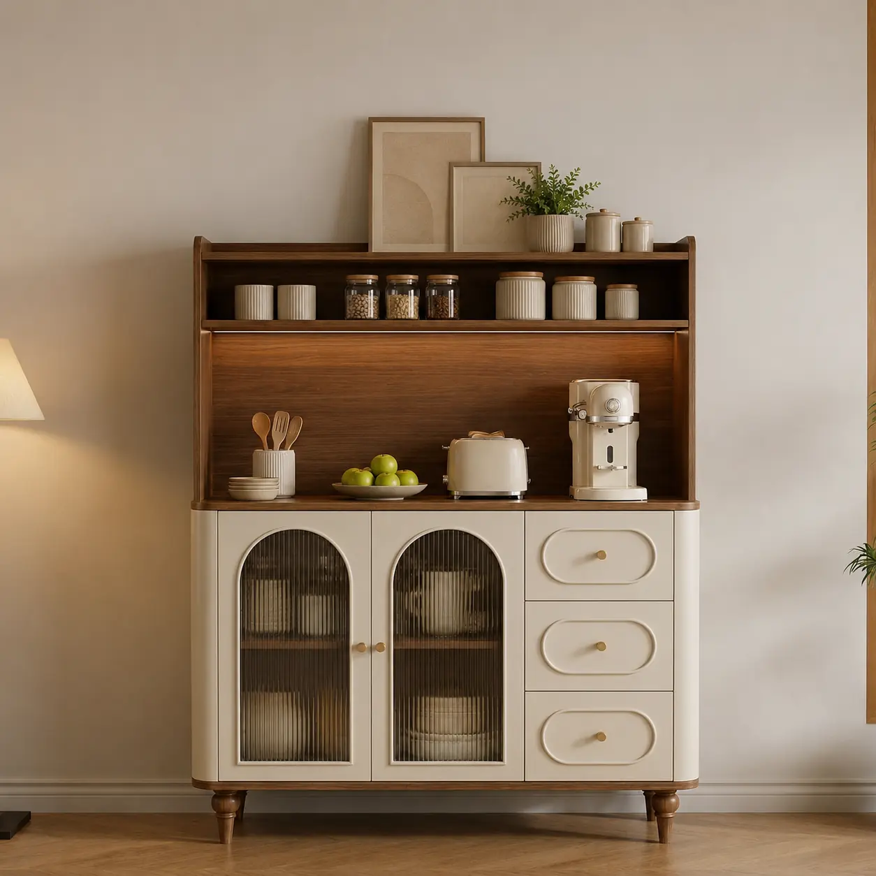 French Style Arched Glass Sideboard